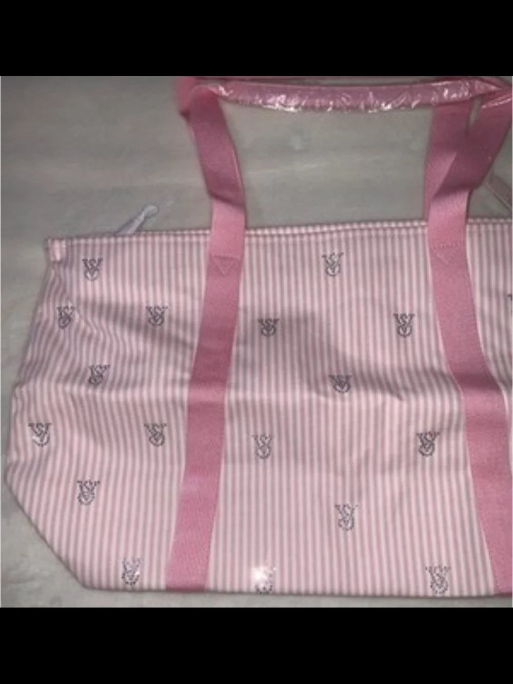 Victoria Secret Heritage Striped Tote Bag with Monogram Detail - Picture 4 of 4